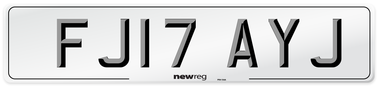 FJ17 AYJ Number Plate from New Reg
